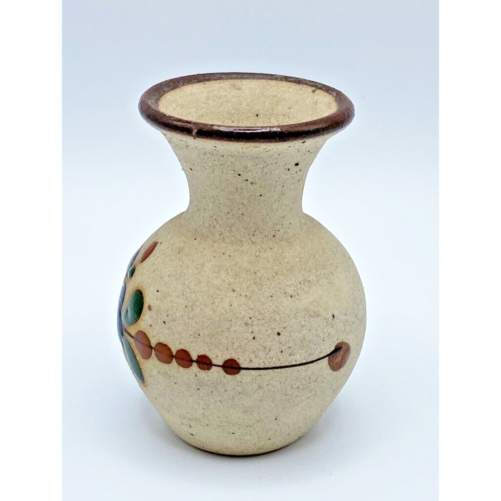 Vintage Tonala Pottery Miniature Floral Vase Toothpick Holder Mexican Folk Art - Picture 2 of 7